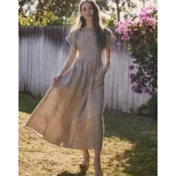 Christy Dawn Jane Brown Black Houndstooth Midi Maxi Dress Size M Fits S - Picture 11 of 12